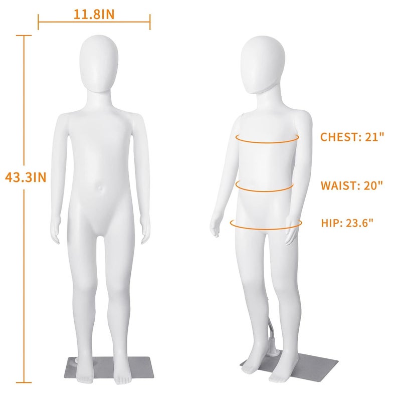SHAREWIN Kid Mannequin Full Body Adjustable Faceless Mannequin Torso Child Dress Form Realistic Adjustable Detachable Manikin Body Display with Metal Base for Children 43.3 Inches - Image 2